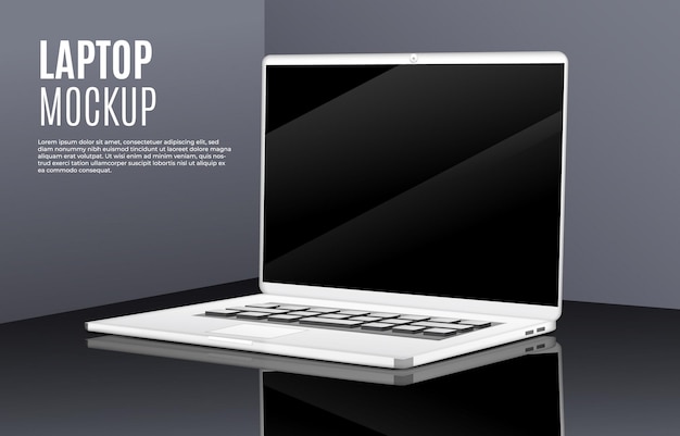 Realistic Laptops White Color Template Mockup