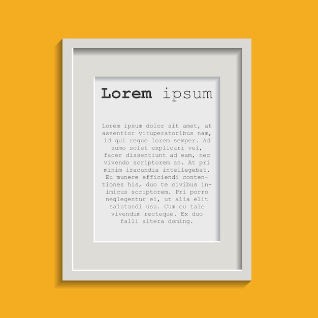 Realistic photo frame isolated on yellow background Pictures frame vector illustration