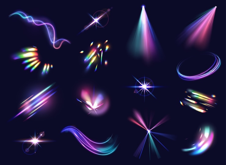 Vektori realistic shiny abstract light effects collection on  transparent background
