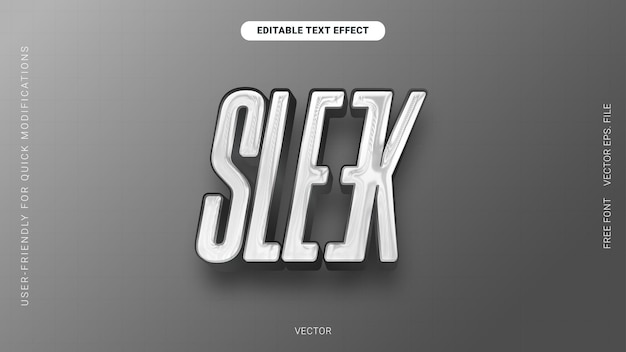 Realistic Sleek Chrome Exclusive Editable Text Effect vector