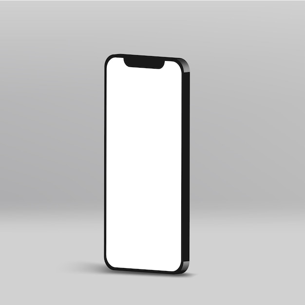 Realistic smartphone blank screen mockup with different angles and isolated background