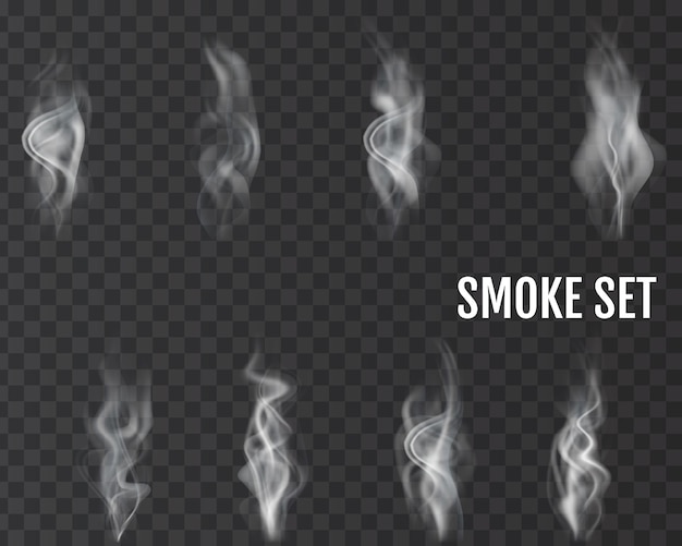 Realistic smoke transparent set.