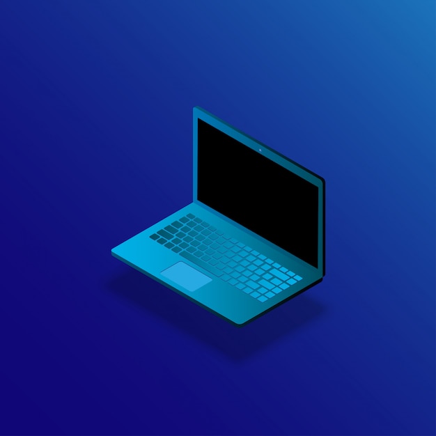 Realistic trendy modern laptop in isometry vector illustration.