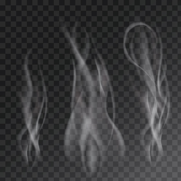 Realistic vector smoke set with transparent background