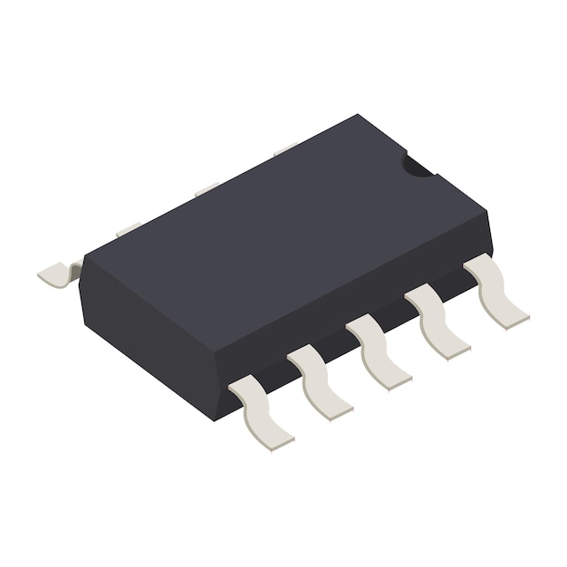 Realistiset mikroprosessorin tietokoneen elektroniset komponentit valkoisella taustalla Mikroprosessorin ikoni