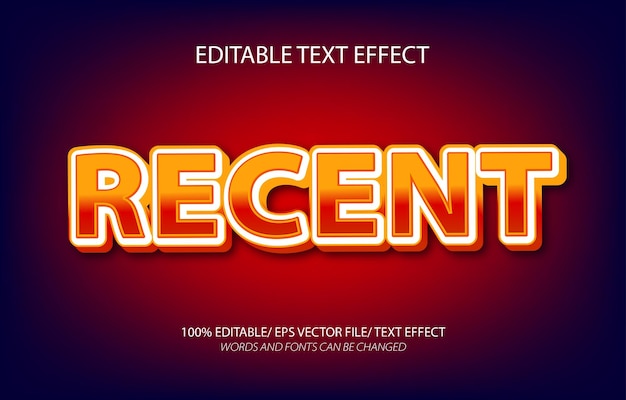 Recent 3D text effect and editable text style