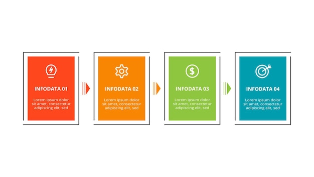 Rectangle concept for infographic with 4 steps options parts or processes Business data visualization