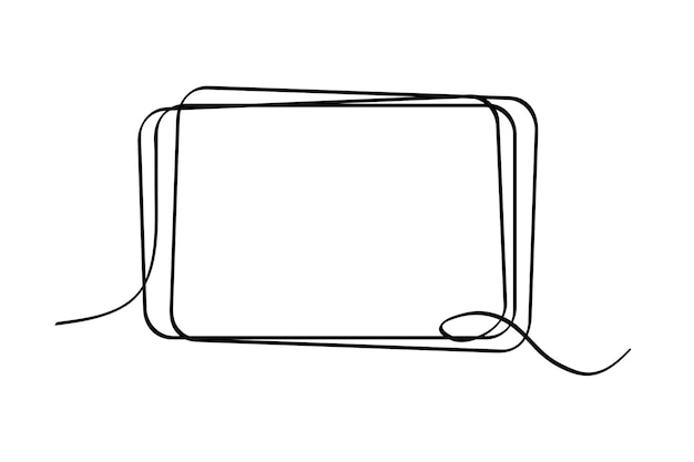 Rectangle simple vector hand draw sketch black vector line art continous frame