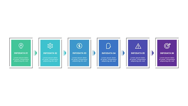 rectangles infographic with 6 steps options parts or processes business data visualization