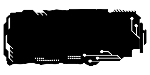 Rectangular design clipart in tech style isolated on white Short tech plate with copy space Clipart