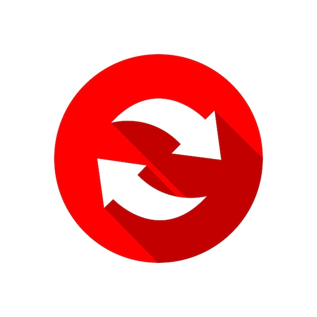 Recycle icon red circle vector illustration isolated on a white background