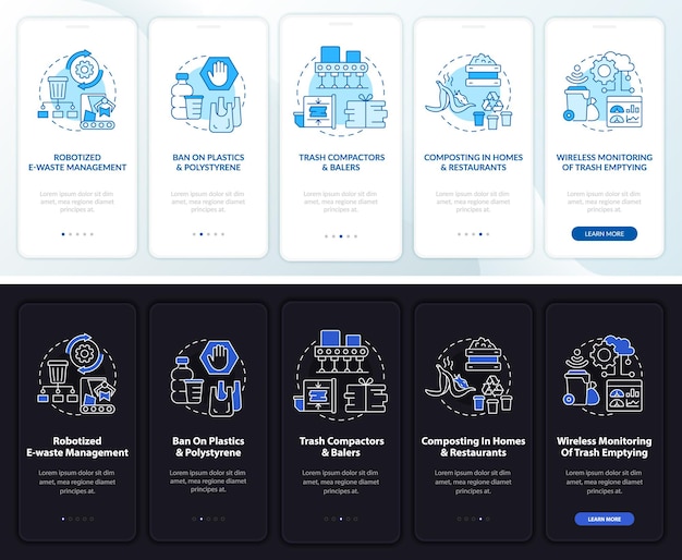 Recycling trends onboarding mobile app page screen