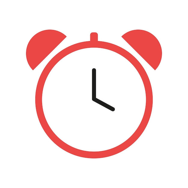 red alarm clock simple outline icon minimalistic time symbol vector illustration