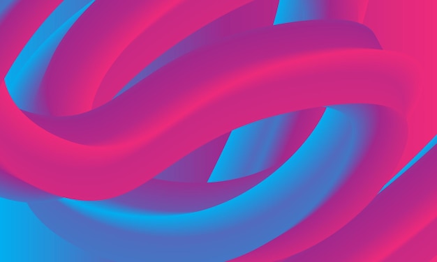 Red and blue vector illustration of 3d shape on gradient background