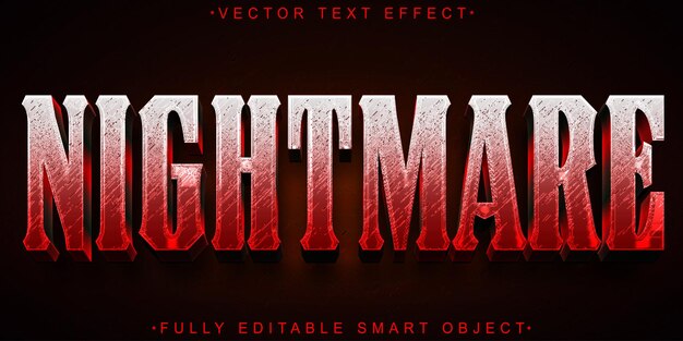 red and white nightmare vector fully editable smart object text effect