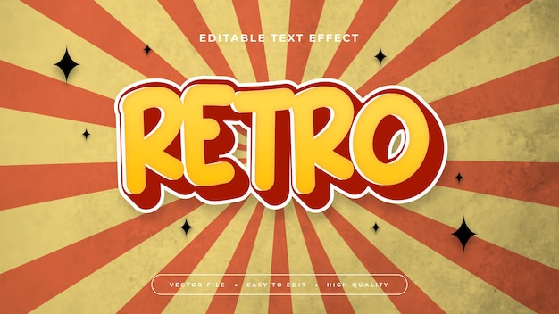red and yellow retro 3d editable text effect font style