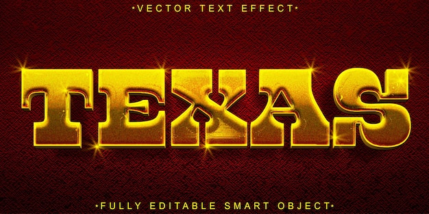 Red and Yellow Texas Vector Fully Editable Smart Object Text Effect