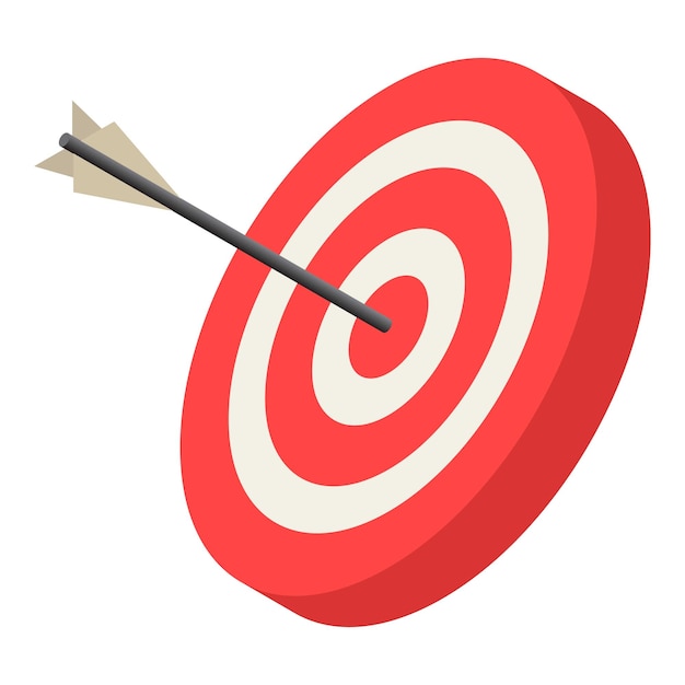 Red archery target icon Isometric of red archery target vector icon for web design isolated on white background