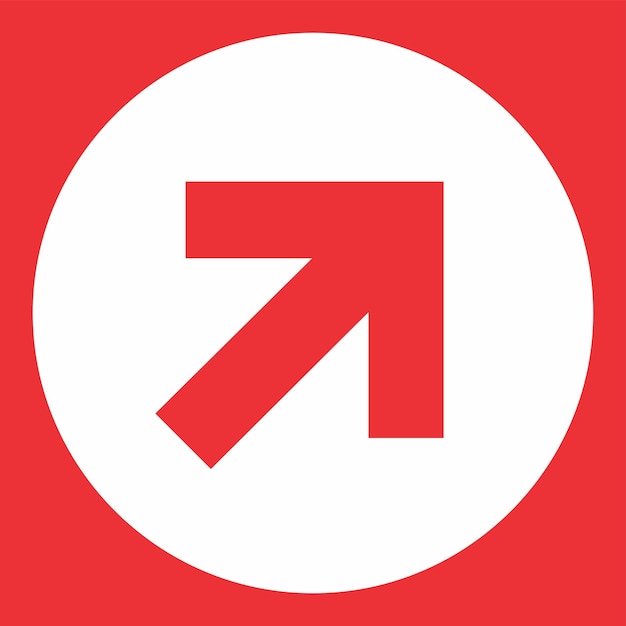Red arrow pointing up and to the right inside a white circle