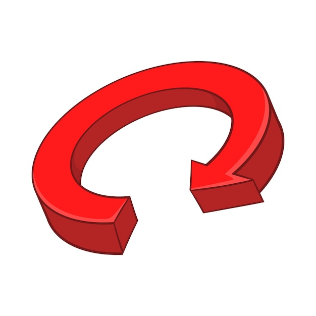 red arrow recycling icon in cartoon style on a white background vector illustration