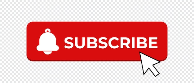 Red button subscribe of channel Subscribe button in flat style Subscribe red button and notification bell Vector illustration