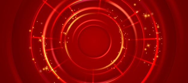 Red circle glowing lights on red background vector abstract wallpaper