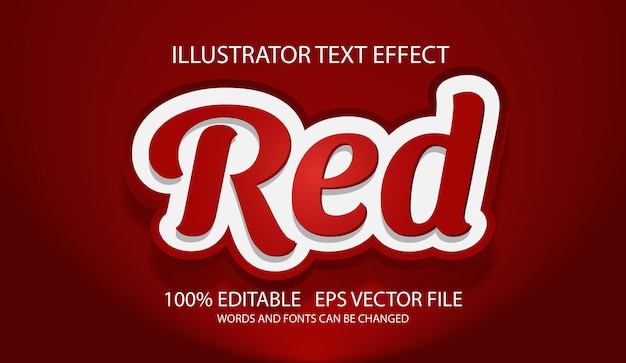 Red editable 3d text effect or graphic style