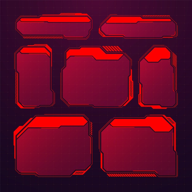 Red futuristic hud or ui elements scifi user interface text boxes callouts warning message frames