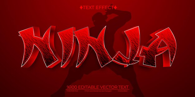 Red japan Ninja Editable Vector Text Effect