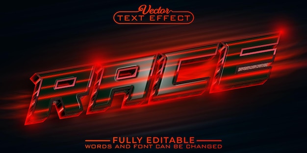 red light shiny speed race vector editable text effect template
