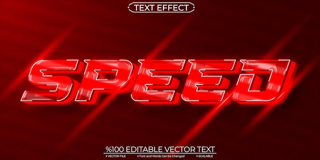 red neon shiny speed editable and scalable vector text effect