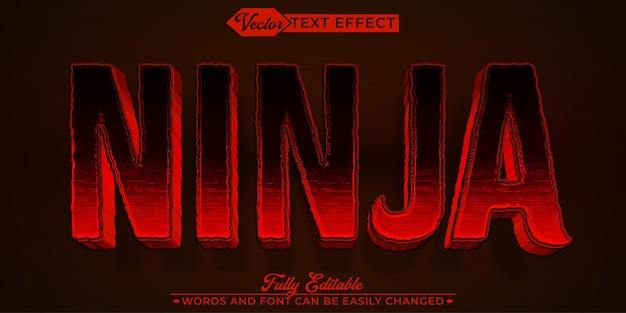 Red Ninja Vector Editable Text Effect Template