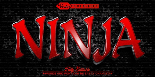 Red Ninja Vector Editable Text Effect Template