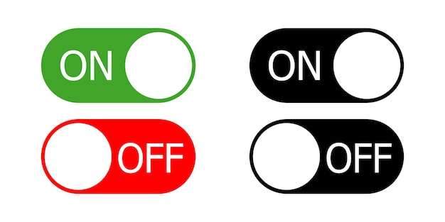 Red off on light button. Modern vector illustration. Web flat icon.