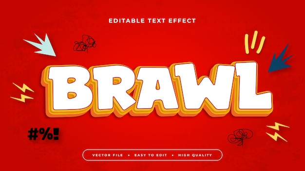 Red orange and white brawl 3d editable text effect font style