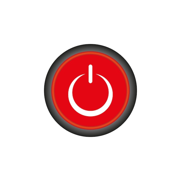 Red power off button. Clean energy. Computer interface. Vector illustration.