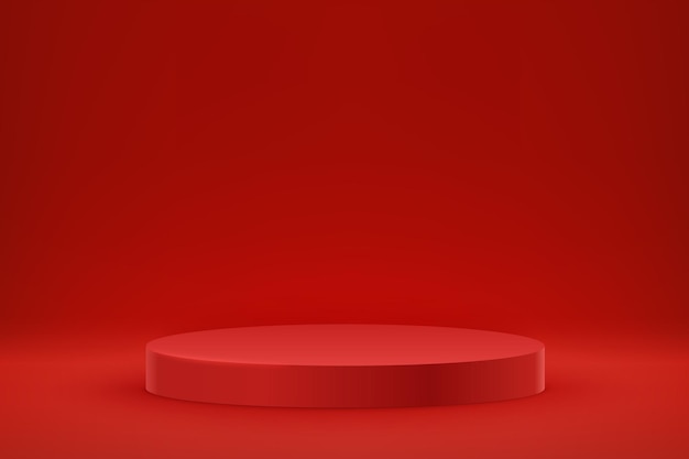 red product background mock up scene of geometry shape platform podium pedestal