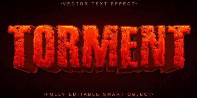 Red Torment Anxiety Vector Fully Editable Smart Object Text Effect
