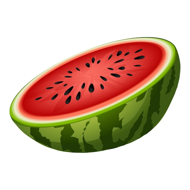 Red watermelon icon cartoon vector Summer fruit Water food