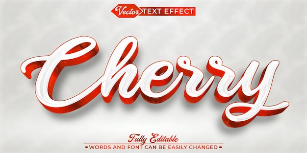 Red White Cherry Vector Editable Text Effect Template