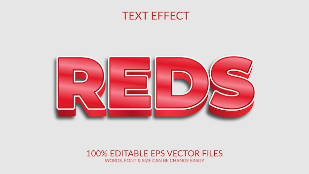 Reds 3D Fully Editable Eps Vector Text Effect