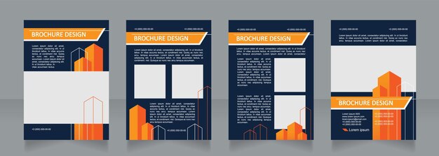regional construction blank brochure design company service template set with copy space for text premade corporate reports collection editable 4 paper pages calibri arial fonts used