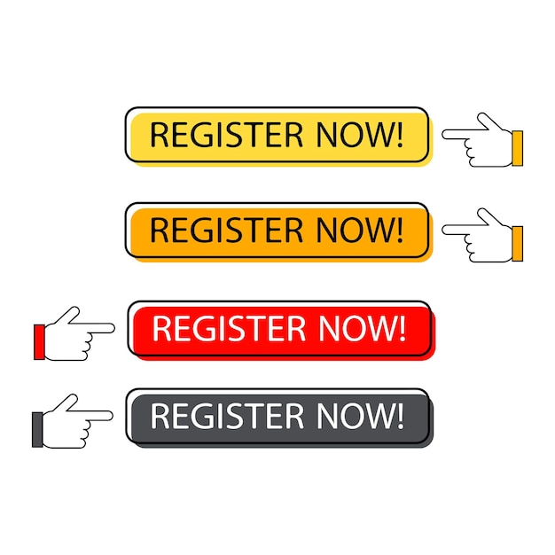 Register now speech bubble collection iconlabel sticker logo badge banner design template