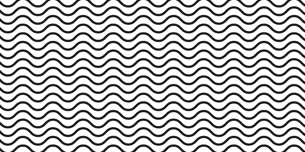 regular black and white wavy line pattern graphic design element background vector