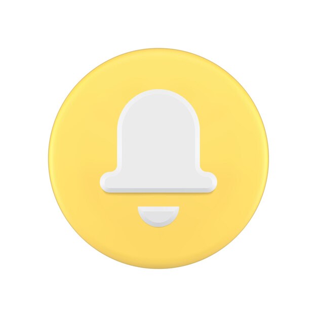 Reminder sound notification ring bell yellow circle button web alert 3d icon realistic vector
