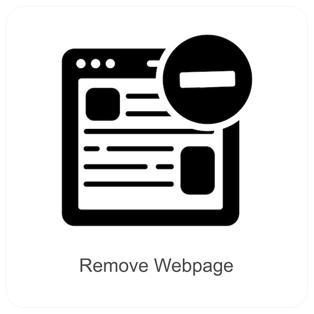 Remove Webpage and delete icon concept