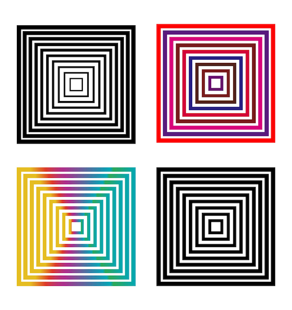Repetition of square squares infinite tunnel black and color Perspective repetition vector