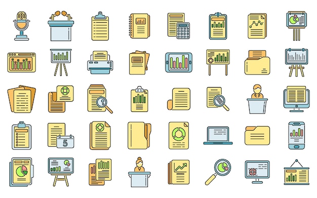 Report icons set vector color