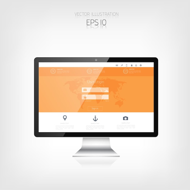 Responsive web design adaptive user interface digital devises monitor web site template concept