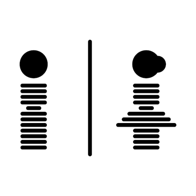 Restroom sign man and woman toilet sign symbol in a glyph pictogram illustration